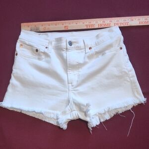 Levi's White Jean Shorts Distressed Cut-Off Hem